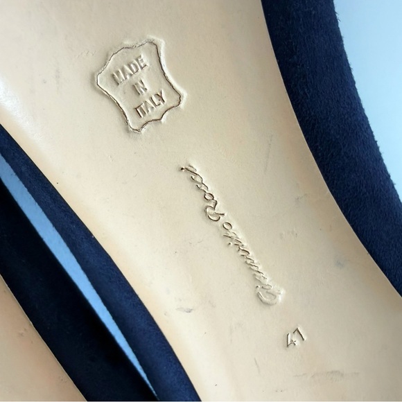 GIANVITO ROSSI NAVY BLUE SUEDE POINY TOE HIGH HEEL PUMPS - Picture 8 of 9